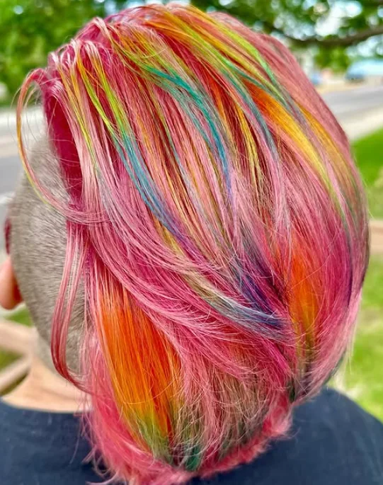 Bubblegum rainbow road princess — hair work by Stephanie Thomas at Gypsy Cosmo Salon
