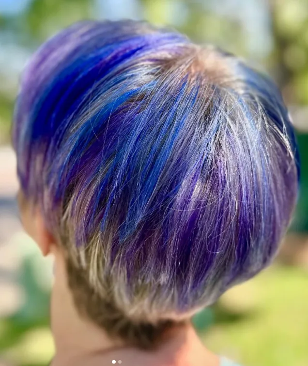 blue and purple precious highlights — hair work by Stephanie Thomas at Gypsy Cosmo Salon